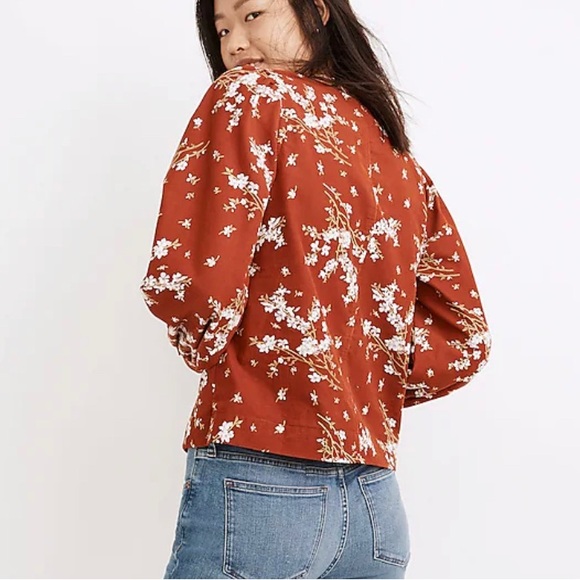 Madewell Corduroy Shirred-Sleeve Button-Front Top in Farmstand Bouquet - Picture 3 of 5